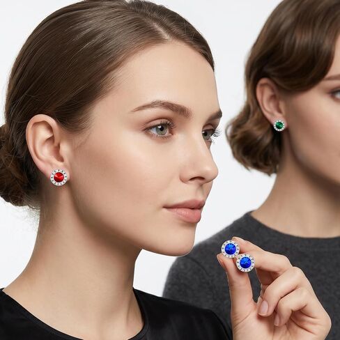 6 Pairs Dance Competition Earrings 15mm Rhinestone Earrings for Women - 6 Colors Sparkling Stainless Steel Studs for Dance Competitions Stage Opera Party Performance Wedding Bridal Earring Jewelry in Saudi Arabia