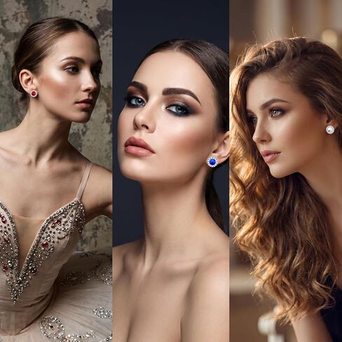 6 Pairs Dance Competition Earrings 15mm Rhinestone Earrings for Women - 6 Colors Sparkling Stainless Steel Studs for Dance Competitions Stage Opera Party Performance Wedding Bridal Earring Jewelry in Saudi Arabia