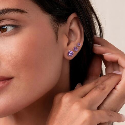 5 Pairs 316L Surgical Stainless Steel Stud Earrings for Women, Hypoallergenic Multi-Color Cubic Zirconia Earrings Set, 3-7mm CZ Studs for Multiple Piercing in Saudi Arabia