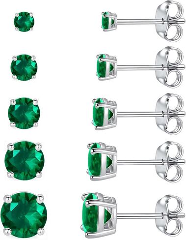 5 Pairs 316L Surgical Stainless Steel Stud Earrings for Women, Hypoallergenic Multi-Color Cubic Zirconia Earrings Set, 3-7mm CZ Studs for Multiple Piercing in Saudi Arabia