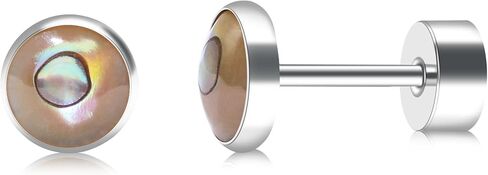 BLISI G23 Solid Titanium Stud Earrings 4mm Natural Stone Women Earrings Flat Back Earrings Hypoallergenic Gemstone Earring for Sensitive Ears 20G in Saudi Arabia