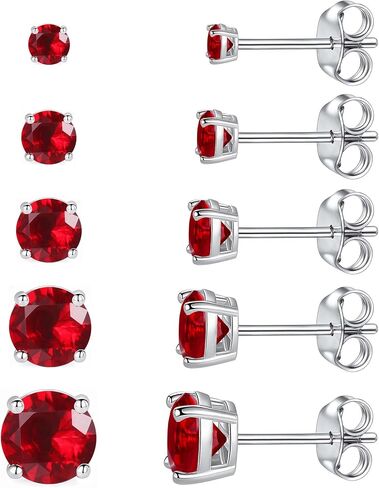 5 Pairs 316L Surgical Stainless Steel Stud Earrings for Women, Hypoallergenic Multi-Color Cubic Zirconia Earrings Set, 3-7mm CZ Studs for Multiple Piercing in Saudi Arabia