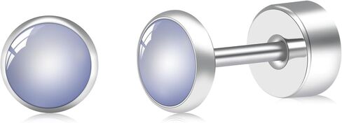 BLISI G23 Solid Titanium Stud Earrings 4mm Natural Stone Women Earrings Flat Back Earrings Hypoallergenic Gemstone Earring for Sensitive Ears 20G in Kuwait