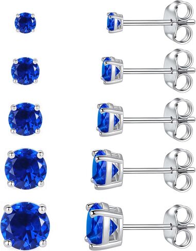 5 Pairs 316L Surgical Stainless Steel Stud Earrings for Women, Hypoallergenic Multi-Color Cubic Zirconia Earrings Set, 3-7mm CZ Studs for Multiple Piercing in Saudi Arabia