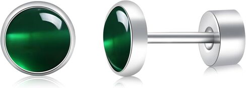 BLISI G23 Solid Titanium Stud Earrings 4mm Natural Stone Women Earrings Flat Back Earrings Hypoallergenic Gemstone Earring for Sensitive Ears 20G in Kuwait