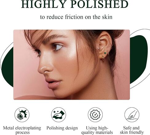 BLISI G23 Solid Titanium Stud Earrings 4mm Natural Stone Women Earrings Flat Back Earrings Hypoallergenic Gemstone Earring for Sensitive Ears 20G in Kuwait