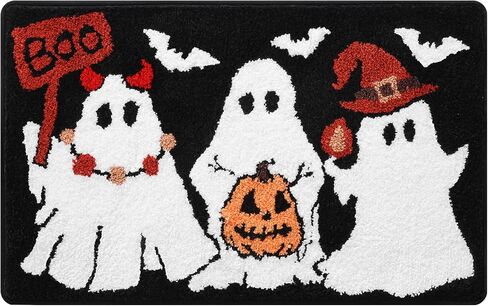 Ghost Bath Mat 16x24 Inch, Soft and Absorbent Tufted Halloween Bathroom Rug Non Slip Washable, Halloween Bathroom Boo Decor Rug Holiday Decorations in Kuwait