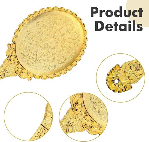12Pcs Vintage Handheld Mirror with Handle 9.8" L x 4.5" W Gold Embossed Portable Small Mirrors Bulk for Princess Party Favors Travel Handle Mirrors for Women Gold Embossed Flower Princess in Kuwait