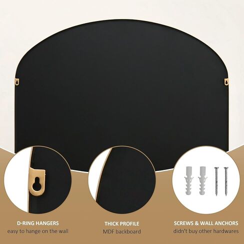 Besdomus Ornate Arched Wall Mirror: 40"x30" Large Brass Gold Fireplace Decorative Mirror - Arch Metal Framed with Vine Decorative - Modern Farmhouse for Mantel/Living Room/Entryway/Bathroom in Saudi Arabia