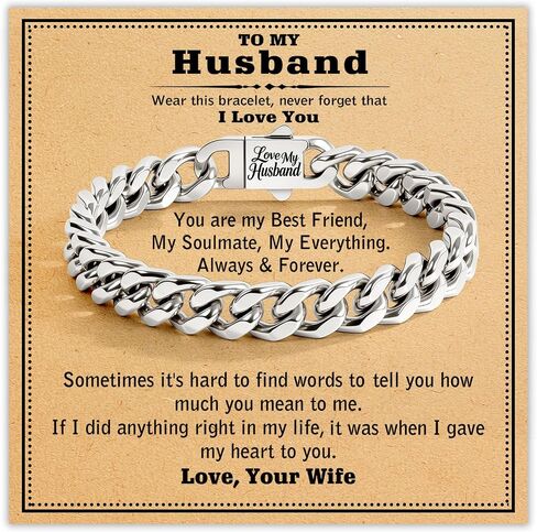Gifts for Men Boyfriend Husband Cuban Link Chain Bracelets for Men Stainless Steel Wrist Bracelet Silver Classic Jewelry for Christmas Valentine's Day Birthday in Saudi Arabia