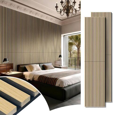 Acoustic Wood Slat Wall Panels, 47.2" X 23.6" X 0.7" 15.5ft² Sound Absorbing Acoustic Panels for Walls –Wall Panels for Stylish Interiors (4# Walnut, 2pack -47.2x23.6in) in Saudi Arabia