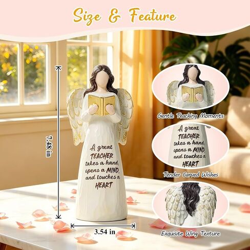 Teacher Gifts for Women, Angel Figurines for Teacher Appreciation Gifts, Thank You Teachers Gift for Birthday,Teachers Day from Students for Home Tabletop Shelf Decor, White, Resin in Kuwait