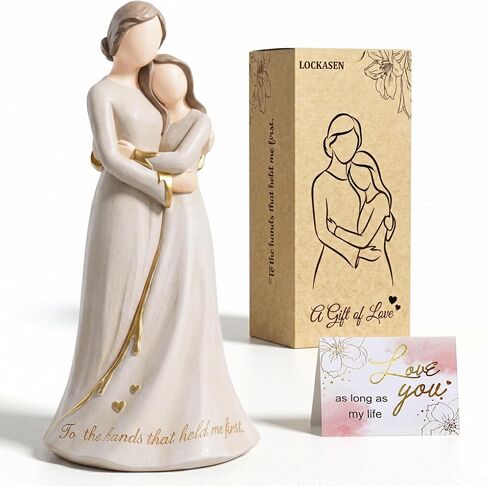 Mothers Day Gifts for Mom from Daughter - Hand Painted Resin Mother Daughter Figurine with Gold Accents, Mom Birthday Gifts & Christmas Presents, Sculpted Statue Home Decor, Wedding Keepsake in Saudi Arabia