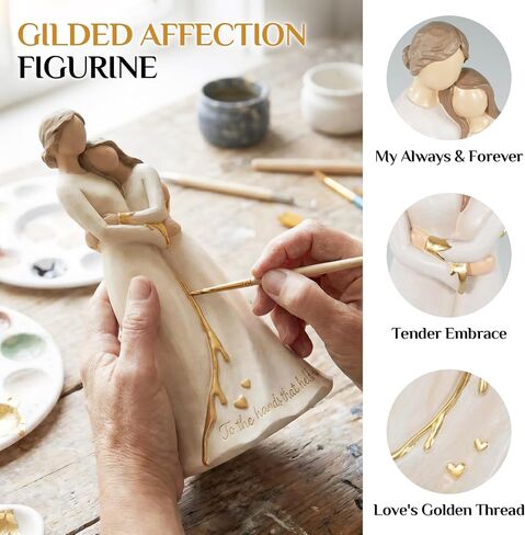 Mothers Day Gifts for Mom from Daughter - Hand Painted Resin Mother Daughter Figurine with Gold Accents, Mom Birthday Gifts & Christmas Presents, Sculpted Statue Home Decor, Wedding Keepsake in Saudi Arabia