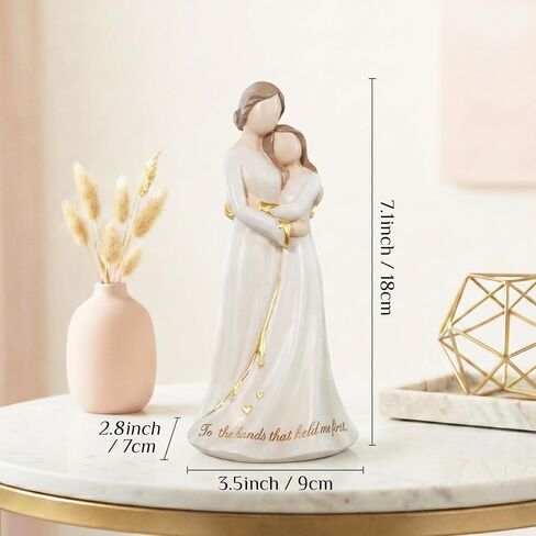 Mothers Day Gifts for Mom from Daughter - Hand Painted Resin Mother Daughter Figurine with Gold Accents, Mom Birthday Gifts & Christmas Presents, Sculpted Statue Home Decor, Wedding Keepsake in Saudi Arabia