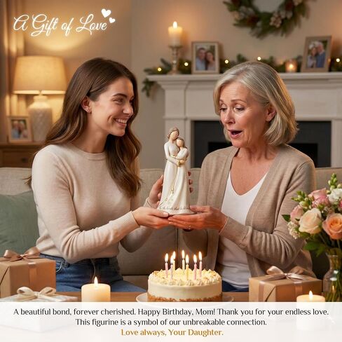 Mothers Day Gifts for Mom from Daughter - Hand Painted Resin Mother Daughter Figurine with Gold Accents, Mom Birthday Gifts & Christmas Presents, Sculpted Statue Home Decor, Wedding Keepsake in Saudi Arabia