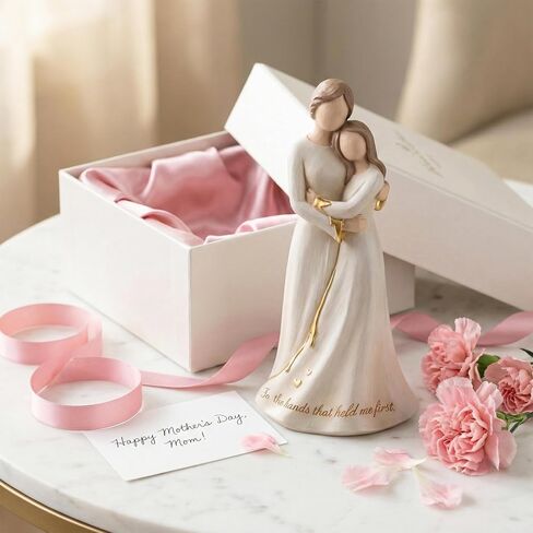 Mothers Day Gifts for Mom from Daughter - Hand Painted Resin Mother Daughter Figurine with Gold Accents, Mom Birthday Gifts & Christmas Presents, Sculpted Statue Home Decor, Wedding Keepsake in Saudi Arabia