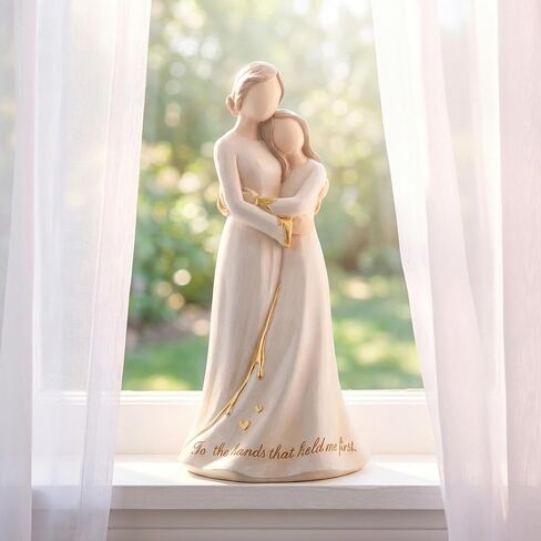 Mothers Day Gifts for Mom from Daughter - Hand Painted Resin Mother Daughter Figurine with Gold Accents, Mom Birthday Gifts & Christmas Presents, Sculpted Statue Home Decor, Wedding Keepsake in Saudi Arabia