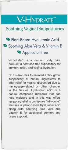 Vitanica V-Hydrate Pro Vaginal Health Suppository with Hyaluronic Acid(5mg), Aloe Leaf Juice and Vitamin E - Hydrating Support to Aid Vaginal Health -24 Vaginal Suppositories (Hormone Free, Drug Free) in Kuwait