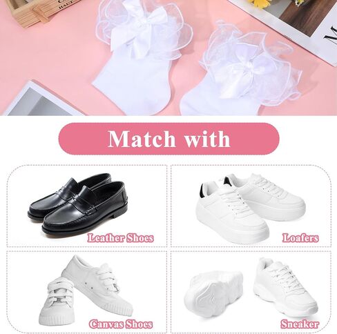 Tyqour Lace Ruffle Socks Women White Ruffle Ankle Women Ruffled Frilly Socks Fashion Elegant Princess and Comfortable Cute Design in Kuwait