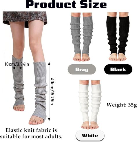 3 PCS Leg Warmers for Women, Retro Knit Ballet Leg Warmers, Fashion Soft Accessories for Party Sports Yoga Dance (Black, White, Grey) in Saudi Arabia