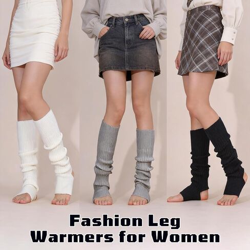 3 PCS Leg Warmers for Women, Retro Knit Ballet Leg Warmers, Fashion Soft Accessories for Party Sports Yoga Dance (Black, White, Grey) in Saudi Arabia