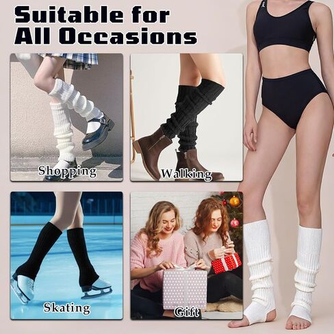 3 PCS Leg Warmers for Women, Retro Knit Ballet Leg Warmers, Fashion Soft Accessories for Party Sports Yoga Dance (Black, White, Grey) in Saudi Arabia