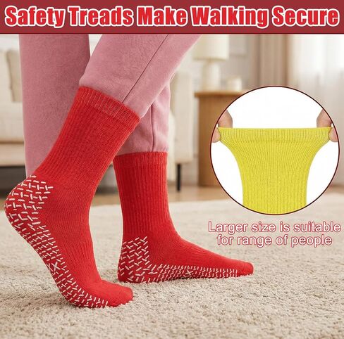 6 Pairs 2XL Large Slipper Socks Non Slip Hospital Socks with Grips for Women Men Non-Skid Gripper Sock Ankle Sock Slip Stop Safety Single Tread SlipperSocks for Adults Home Hospital Elderly in Saudi Arabia