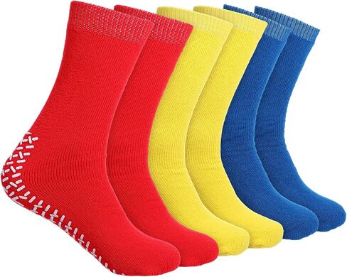 6 Pairs 2XL Large Slipper Socks Non Slip Hospital Socks with Grips for Women Men Non-Skid Gripper Sock Ankle Sock Slip Stop Safety Single Tread SlipperSocks for Adults Home Hospital Elderly in Saudi Arabia