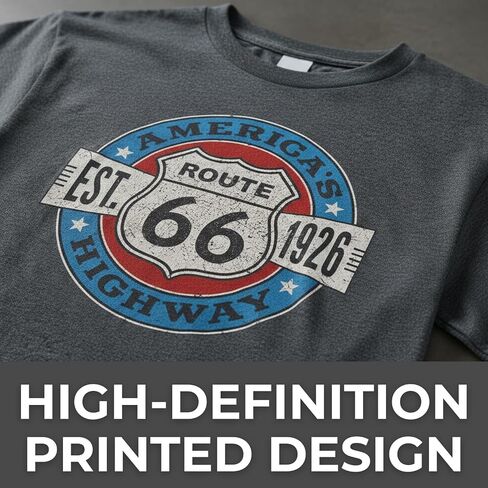 تي شيرت Fun Express Route 66 للبالغين - كم قصير، مزيج من القطن والبوليستر بنسبة 50/50، نسيج عالي الكثافة، ملصق قابل للتمزيق، حاشية بإبرة مزدوجة - 3XL in Kuwait