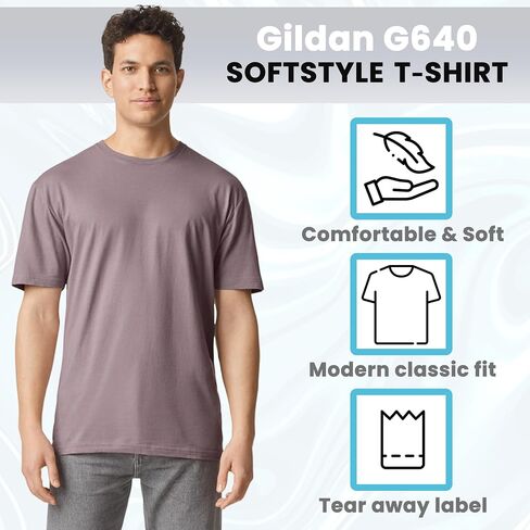 Gildan Unisex Softstyle Cotton T-Shirt, Adult Mens Tee, Multipack 1I3I6I10 Set of 10, L Multicolor in Kuwait