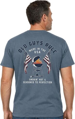 OLD GUYS RULE Men's Graphic T-Shirt, American BBQ - 4th of July, Memorial Day, Veteran's Day - Patriotic Tee for Grillmasters in Saudi Arabia