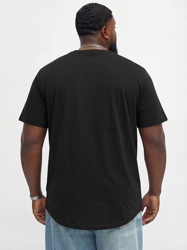 Runcati Mens Big and Tall Shirts Short Sleeve V Neck Casual Cotton T-Shirt Longline Hipster Hip Hop Tee Shirts with Pocket in Kuwait