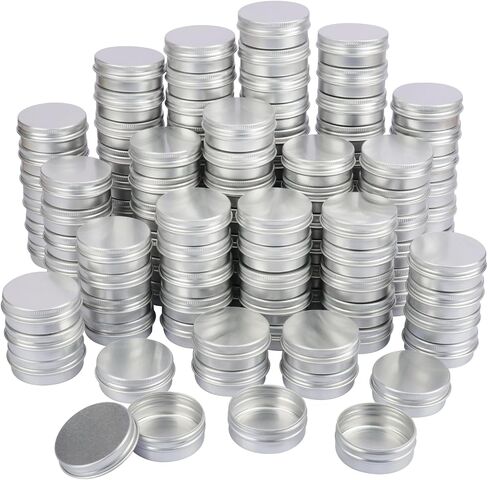150 PCS 1 Ounce Aluminum Tins with Screw Tops, Round metal tin with Screw Lids, 1 oz Round Cans with Lid for Cosmetics, Lip Balm, Spices, and More(Silver) in Saudi Arabia