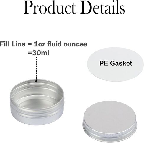 150 PCS 1 Ounce Aluminum Tins with Screw Tops, Round metal tin with Screw Lids, 1 oz Round Cans with Lid for Cosmetics, Lip Balm, Spices, and More(Silver) in Saudi Arabia
