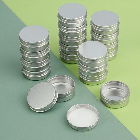 150 PCS 1 Ounce Aluminum Tins with Screw Tops, Round metal tin with Screw Lids, 1 oz Round Cans with Lid for Cosmetics, Lip Balm, Spices, and More(Silver) in Saudi Arabia
