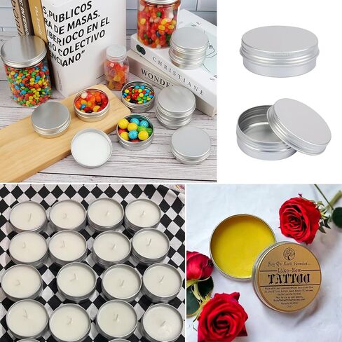 150 PCS 1 Ounce Aluminum Tins with Screw Tops, Round metal tin with Screw Lids, 1 oz Round Cans with Lid for Cosmetics, Lip Balm, Spices, and More(Silver) in Saudi Arabia