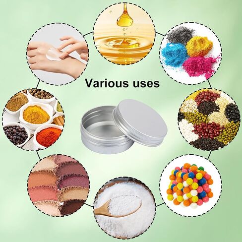 150 PCS 1 Ounce Aluminum Tins with Screw Tops, Round metal tin with Screw Lids, 1 oz Round Cans with Lid for Cosmetics, Lip Balm, Spices, and More(Silver) in Saudi Arabia