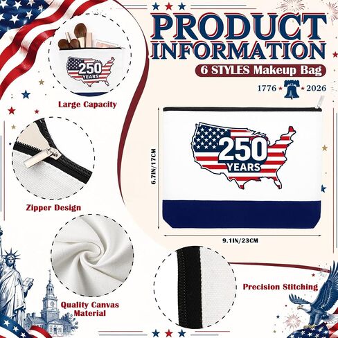 24 Pcs 250th Anniversary Canvas Tote Bags for Women Men Patriotic Collectors 4th of July Independence Day Gift Bag in Saudi Arabia