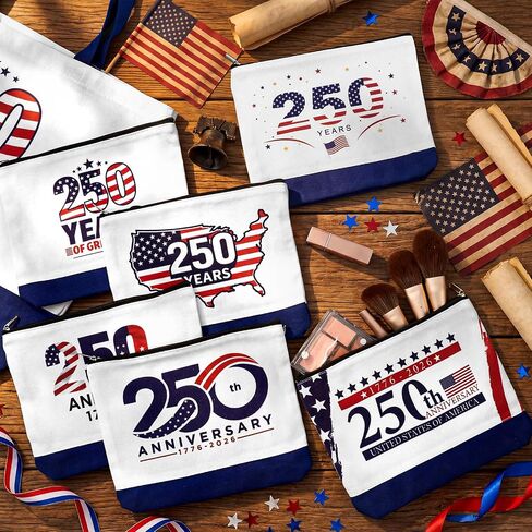 24 Pcs 250th Anniversary Canvas Tote Bags for Women Men Patriotic Collectors 4th of July Independence Day Gift Bag in Saudi Arabia
