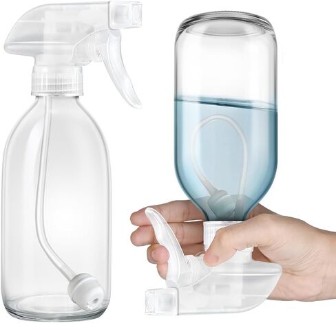 Tecohouse Glass Spray Bottles 8oz, 2 Pack 360° Glass Spray Bottle for Cleaning Upside Down Mister Squirt Bottle with Adjustable Nozzle for Hair, Plants, Pet Clear White Nozzles in Saudi Arabia