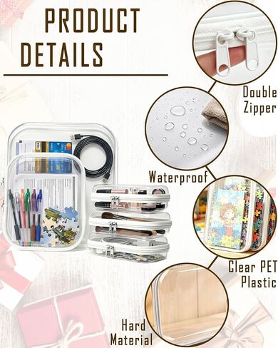 5 Pack Clear Zipper Pouches Set, Hard Shell Zipper Case for Travel, Transparent Toiletry Bag Organizer, Cosmetic Makeup Bag, Portable Travel Organizer for Toiletries, Cables, Accessories in Saudi Arabia