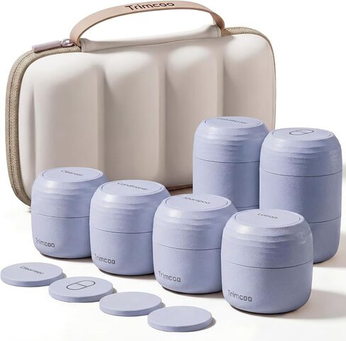 Travel Toiletry Jar Set - 6Pcs Leakproof Travle Containers, Dual - Includes 4 x 30ml, 2x60ml & 10 x Magnetic Labels, Blue in Saudi Arabia