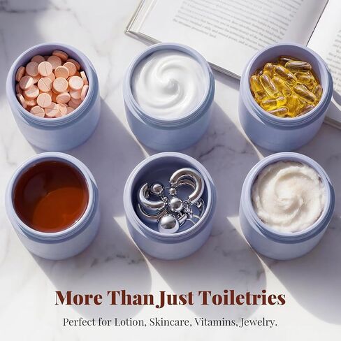 Travel Toiletry Jar Set - 6Pcs Leakproof Travle Containers, Dual - Includes 4 x 30ml, 2x60ml & 10 x Magnetic Labels, Blue in Saudi Arabia