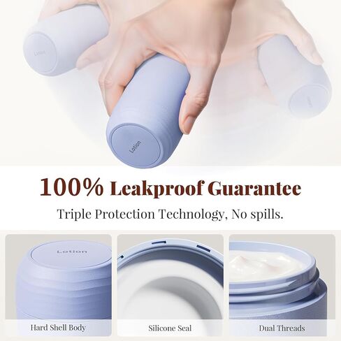 Travel Toiletry Jar Set - 6Pcs Leakproof Travle Containers, Dual - Includes 4 x 30ml, 2x60ml & 10 x Magnetic Labels, Blue in Saudi Arabia