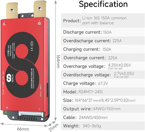 DALY Smart BMS مع وحدة بلوتوث Li-ion 3S-20S 12V-72V 40A-500A لوح حماية البطارية لحزمة بطارية Li-ion (Li-ion 16S 60V 150A+BT Module) in Saudi Arabia