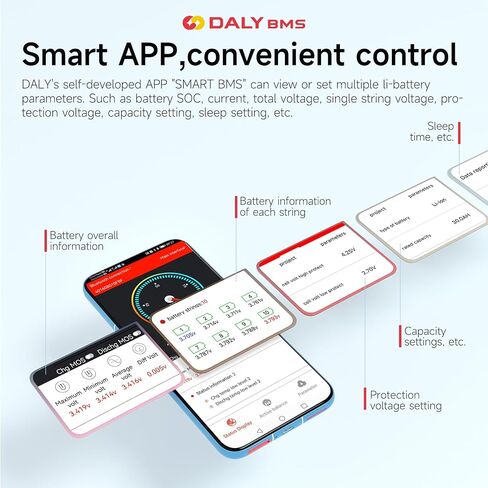DALY Smart BMS مع وحدة بلوتوث Li-ion 3S-20S 12V-72V 40A-500A لوح حماية البطارية لحزمة بطارية Li-ion (Li-ion 16S 60V 150A+BT Module) in Saudi Arabia