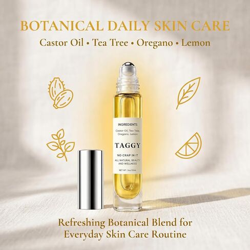 Taggy Roller for Skin - Botanical Skin Care Roller with Castor Oil, Tea Tree, Oregano & Lemon for Smooth & Refreshed Looking Skin - 10mL in Saudi Arabia