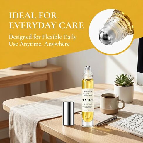 Taggy Roller for Skin - Botanical Skin Care Roller with Castor Oil, Tea Tree, Oregano & Lemon for Smooth & Refreshed Looking Skin - 10mL in Saudi Arabia