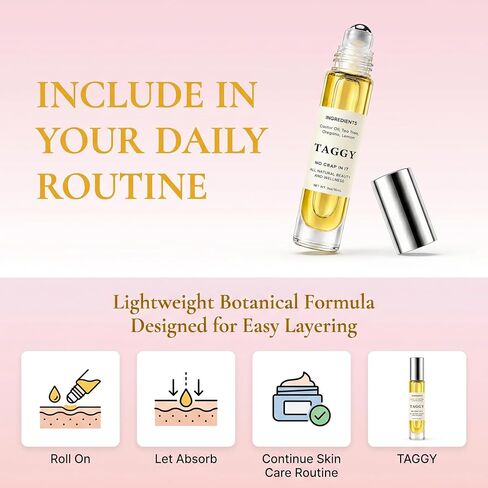 Taggy Roller for Skin - Botanical Skin Care Roller with Castor Oil, Tea Tree, Oregano & Lemon for Smooth & Refreshed Looking Skin - 10mL in Saudi Arabia